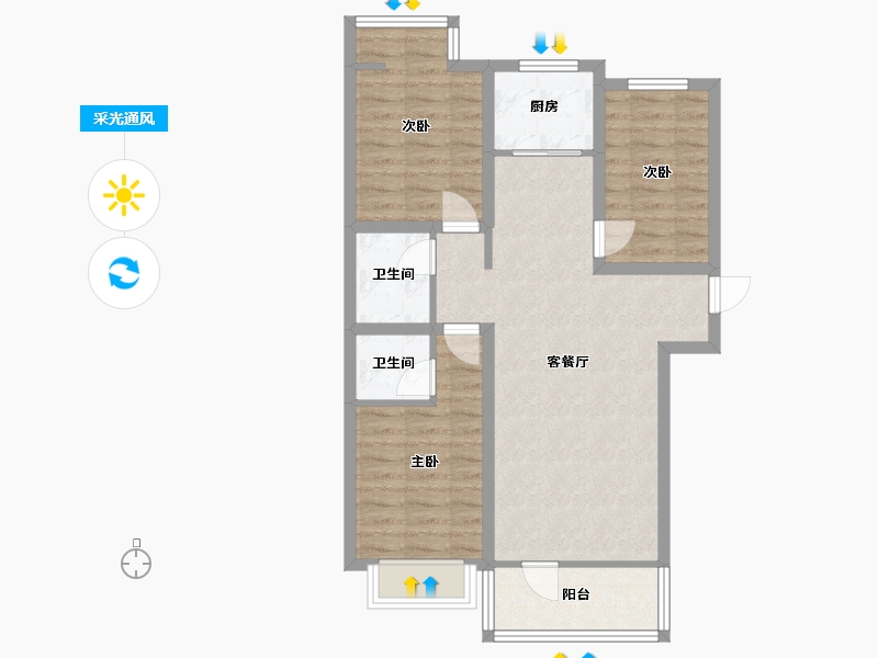 河北省-廊坊市-霸州市丽水康城-87.95-户型库-采光通风