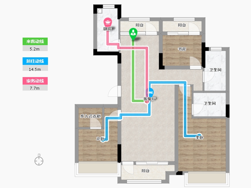 吉林省-长春市-长春金鹰国际花园-95.20-户型库-动静线