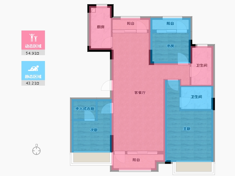 吉林省-长春市-长春金鹰国际花园-95.20-户型库-动静分区