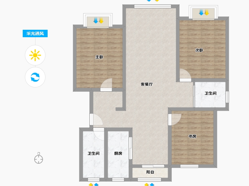 甘肃省-定西市-贵清佳苑-103.20-户型库-采光通风