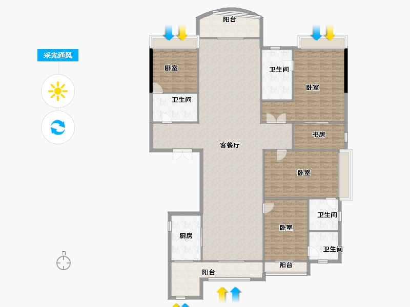 广东省-广州市-星河湾·半岛五號-229.21-户型库-采光通风