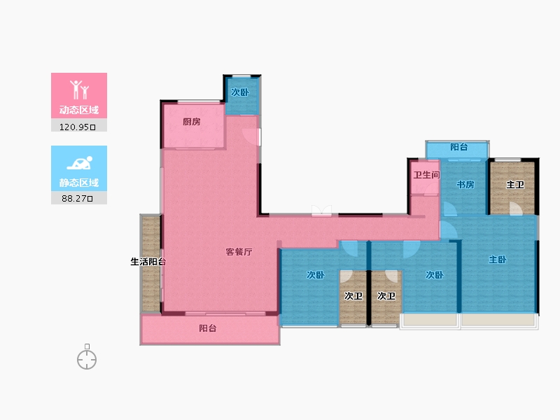 浙江省-温州市-玖望云邸-221.60-户型库-动静分区