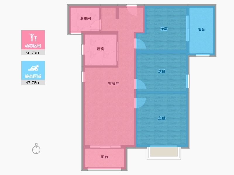 陕西省-咸阳市-崇文佳苑8期-88.00-户型库-动静分区