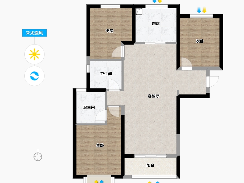 陕西省-西安市-万科悦府-92.00-户型库-采光通风