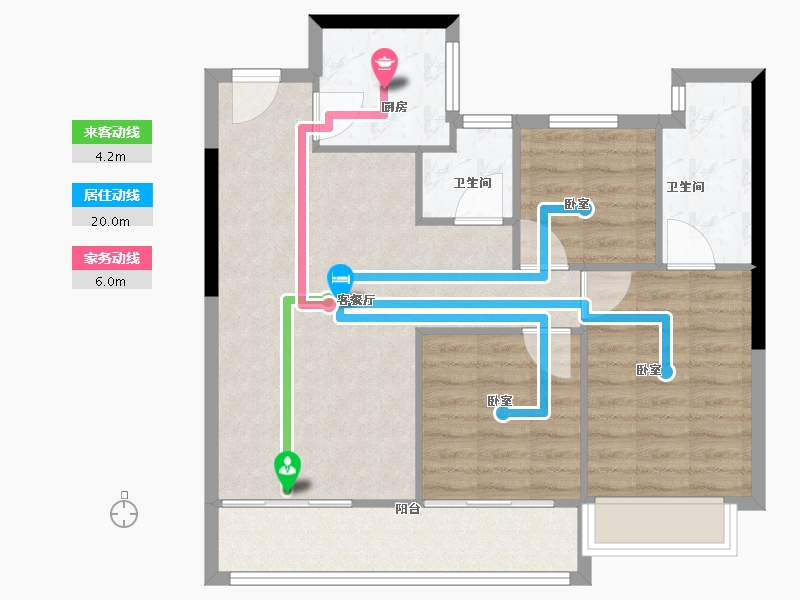 陕西省-西安市-华润置地港悦城嘉悦-80.00-户型库-动静线