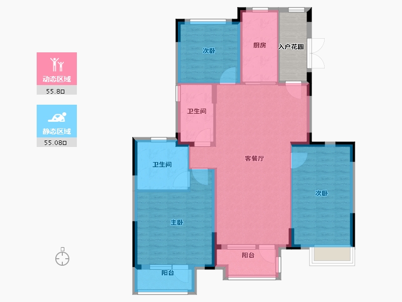 辽宁省-沈阳市-恒大中央广场-105.12-户型库-动静分区