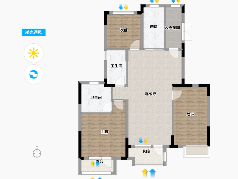 辽宁省-沈阳市-恒大中央广场-105.12-户型库-采光通风