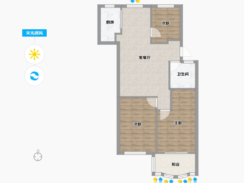 福建省-福州市-顺意园-66.62-户型库-采光通风