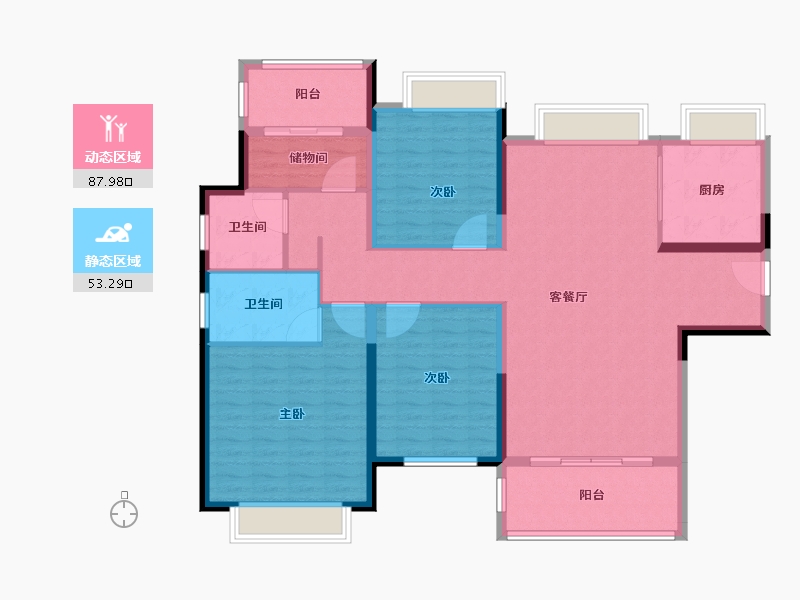 新疆维吾尔自治区-吐鲁番地区-湖畔都城-128.00-户型库-动静分区