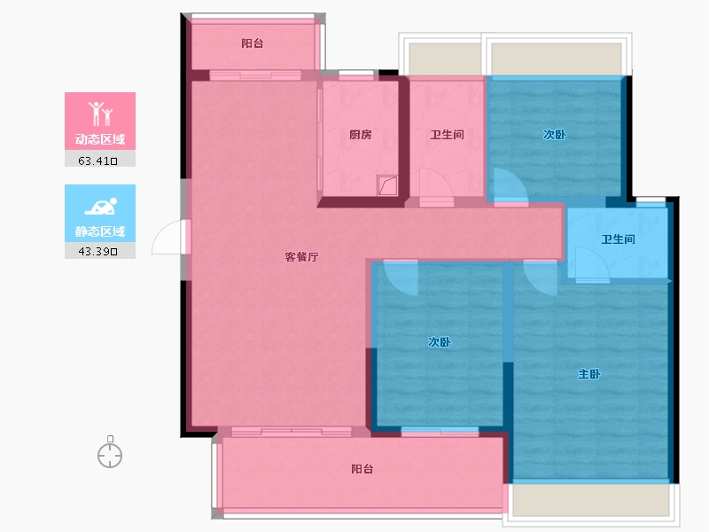 湖南省-郴州市-永兴山湖海上城-96.00-户型库-动静分区