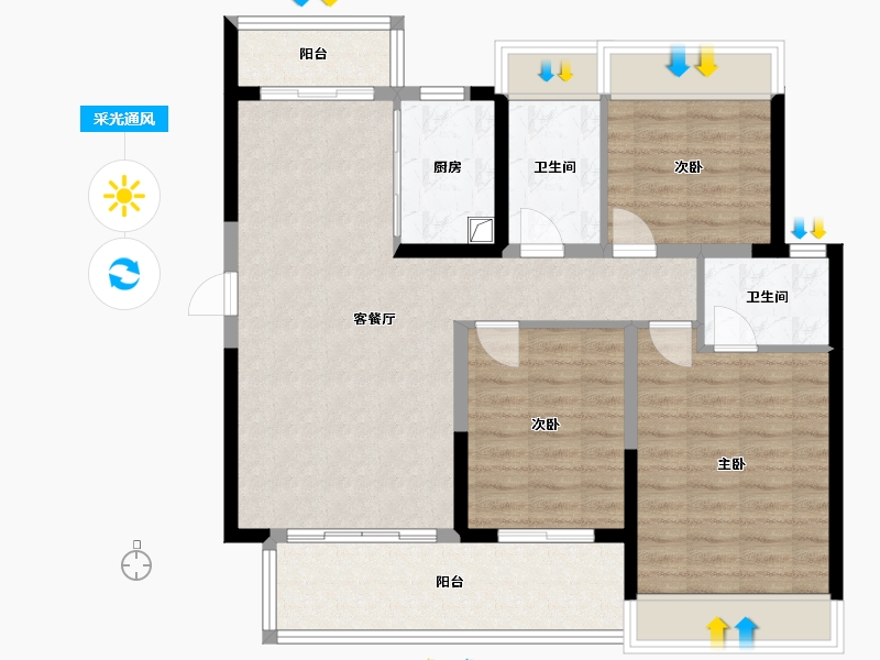 湖南省-郴州市-永兴山湖海上城-96.00-户型库-采光通风