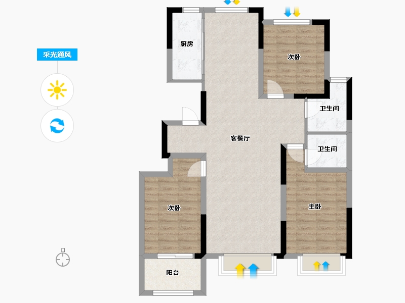 山东省-德州市-双企龙城和悦府-105.60-户型库-采光通风