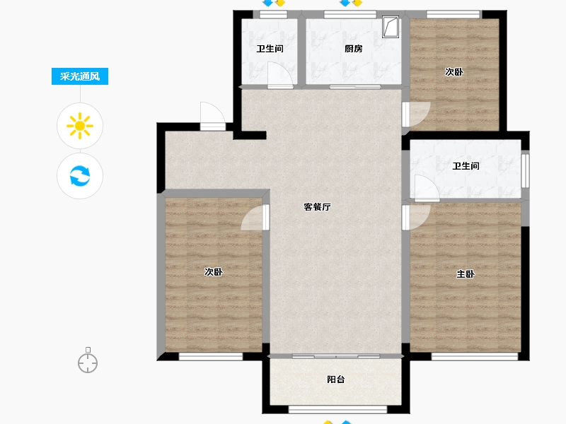 河北省-保定市-七里佳苑-105.60-户型库-采光通风