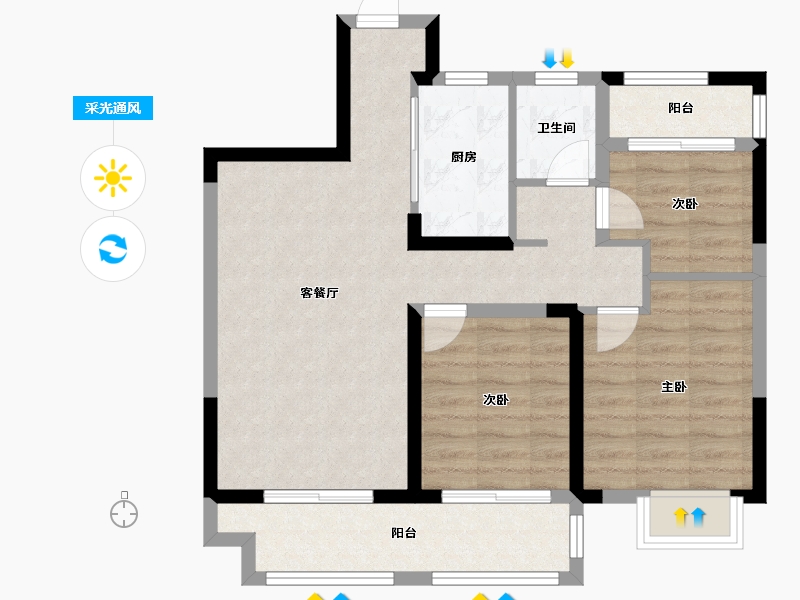 江西省-上饶市-汇仁阳光花园-76.00-户型库-采光通风