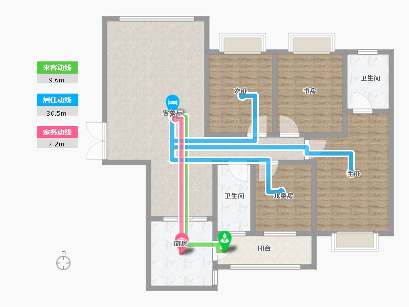 湖南省-怀化市-电力雅苑-143.20-户型库-动静线