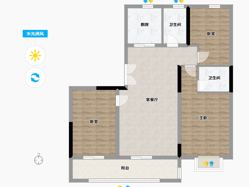 山东省-潍坊市-中房爱悦城-98.40-户型库-采光通风