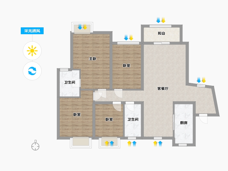 广东省-东莞市-嘉华星际湾-128.00-户型库-采光通风