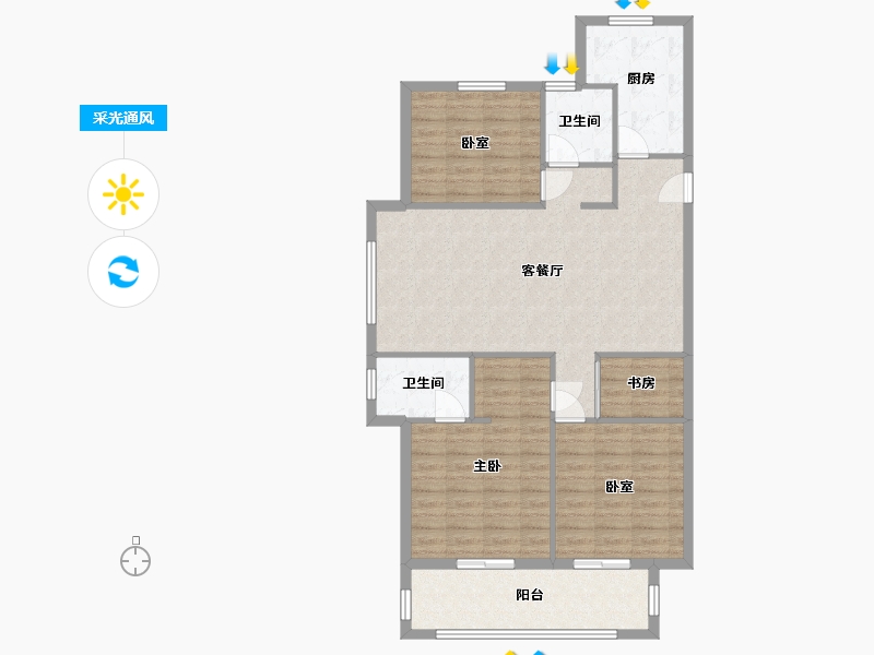 山东省-菏泽市-国璟府-103.32-户型库-采光通风