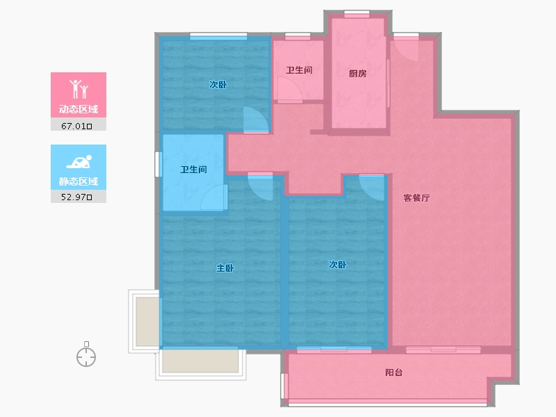 山东省-济宁市-阳光城市华府-108.57-户型库-动静分区