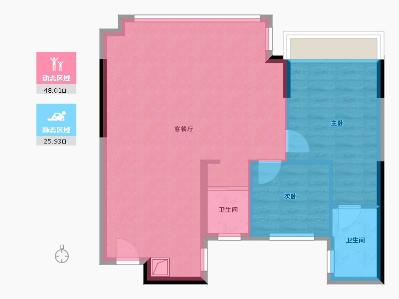 湖南省-怀化市-怀化华远万江府-73.12-户型库-动静分区