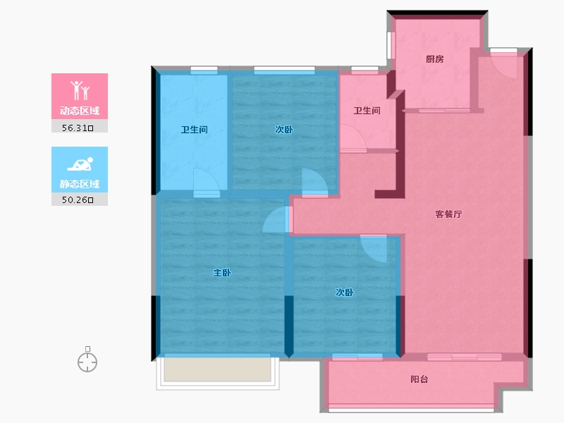 河南省-许昌市-阳光城文澜公园-95.31-户型库-动静分区