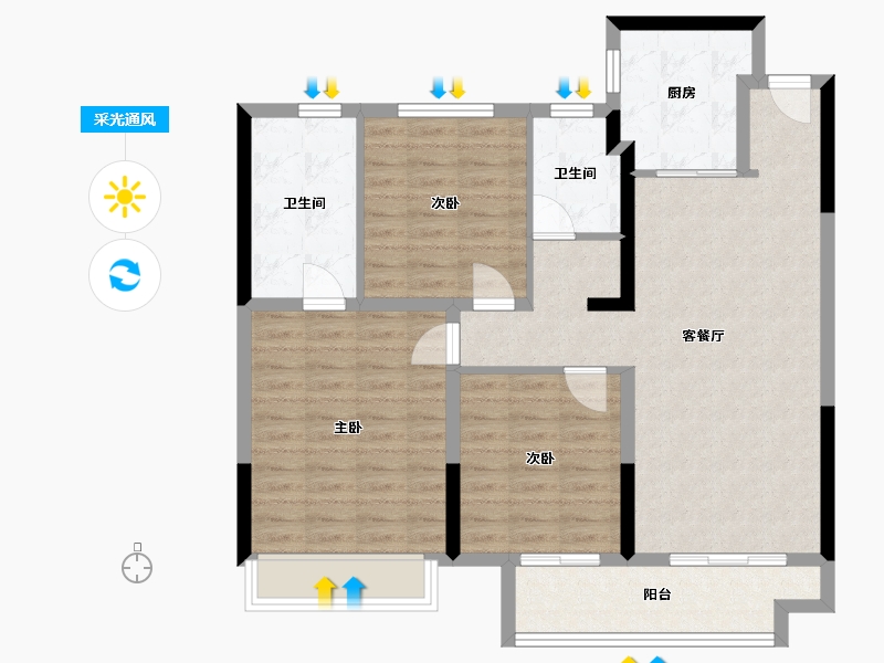 河南省-许昌市-阳光城文澜公园-95.31-户型库-采光通风