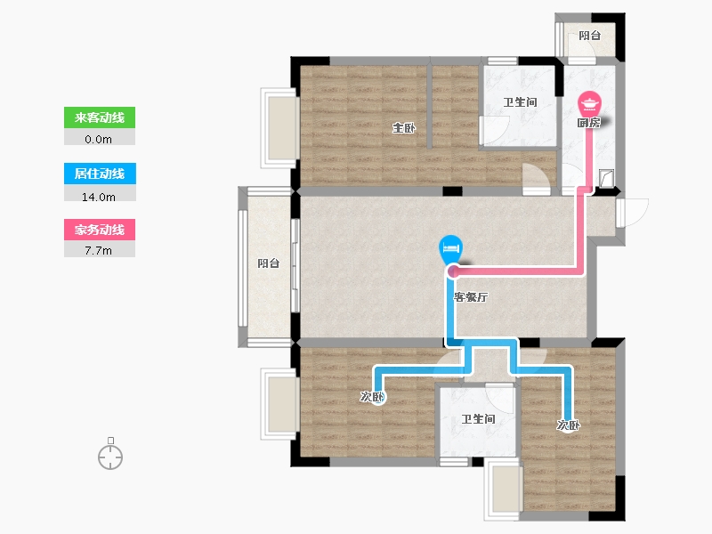 内蒙古自治区-鄂尔多斯市-恒元晨境苑-116.80-户型库-动静线