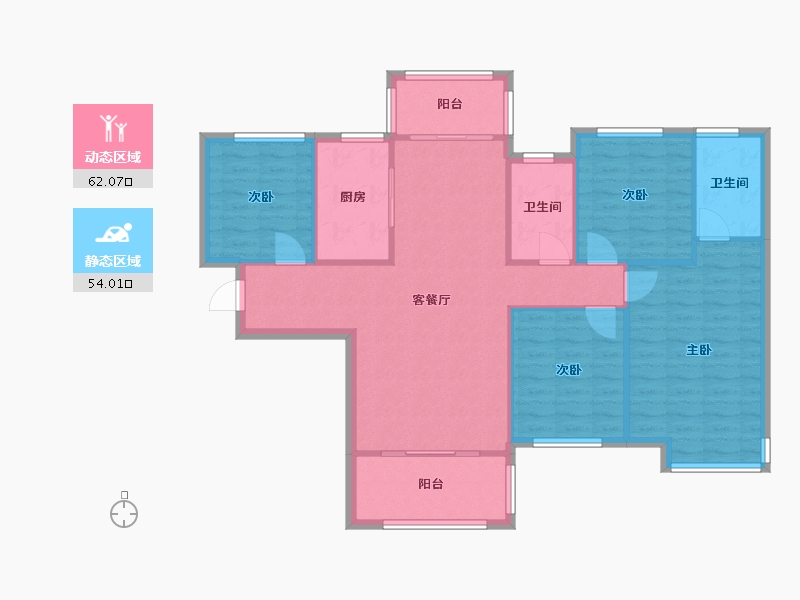 湖南省-长沙市-长房半岛蓝湾-106.14-户型库-动静分区