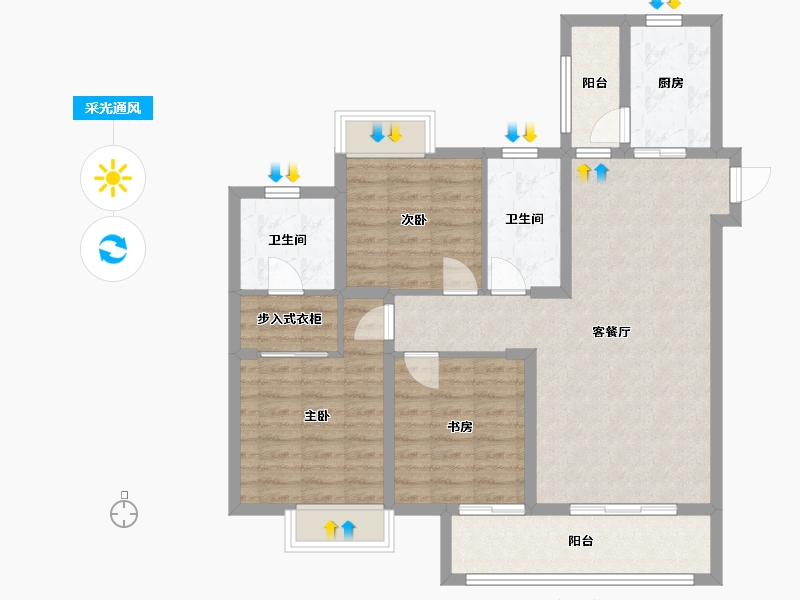 湖北省-襄阳市-东襄华府-99.16-户型库-采光通风