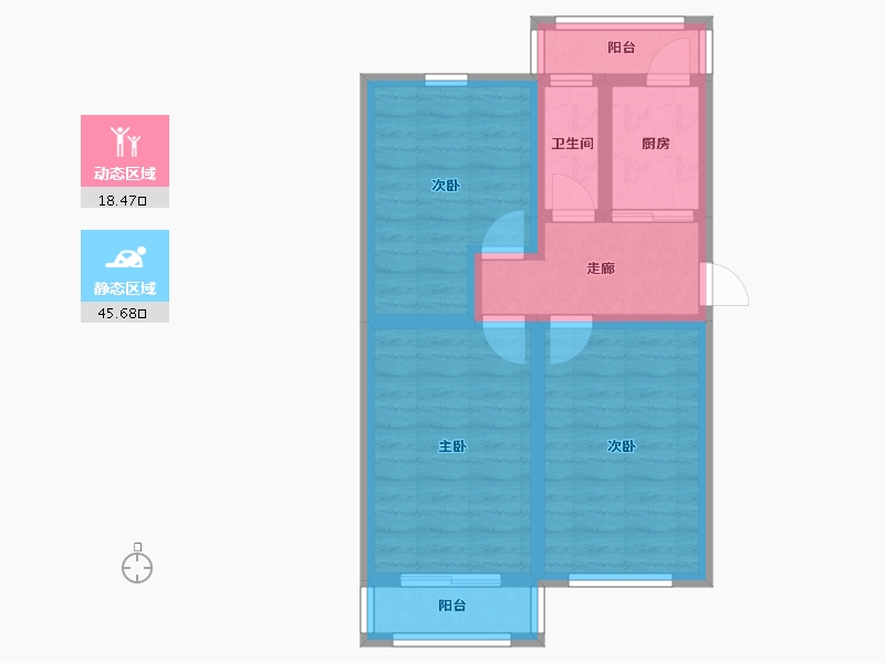 北京-北京市-翠微东里-68.24-户型库-动静分区