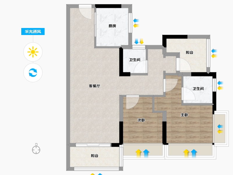 广东省-佛山市-爱情力高-74.20-户型库-采光通风