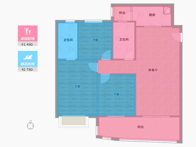 广东省-广州市-云峰花园-四期-83.92-户型库-动静分区