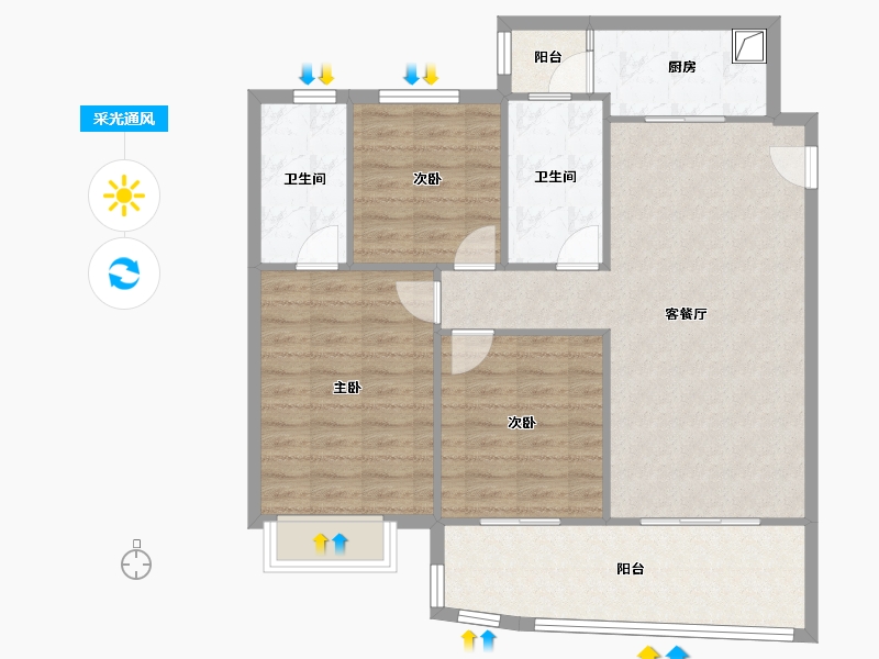 广东省-广州市-云峰花园-四期-83.92-户型库-采光通风