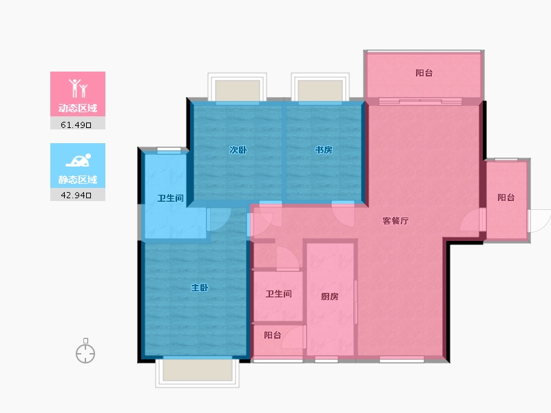 广西壮族自治区-南宁市-大板一区-96.00-户型库-动静分区