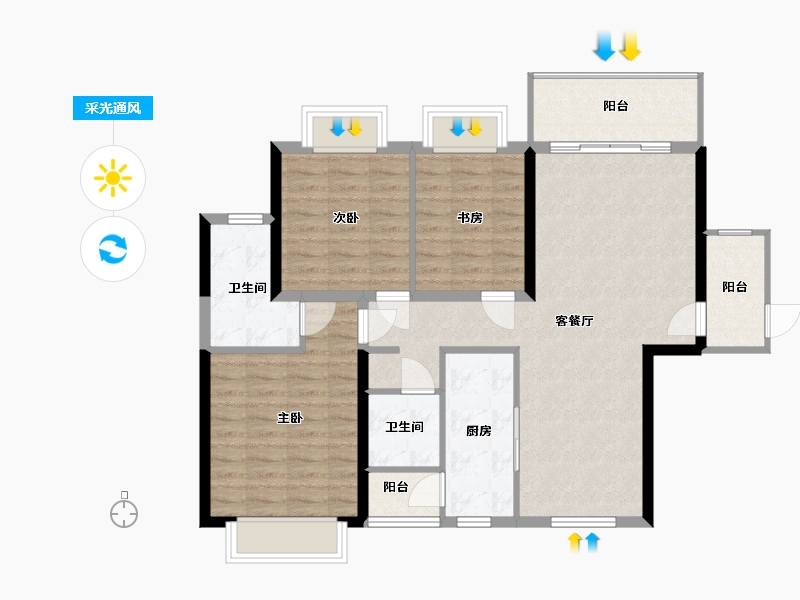 广西壮族自治区-南宁市-大板一区-96.00-户型库-采光通风