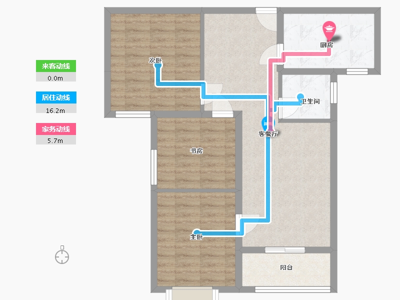 陕西省-西安市-鸿飞小区-76.54-户型库-动静线