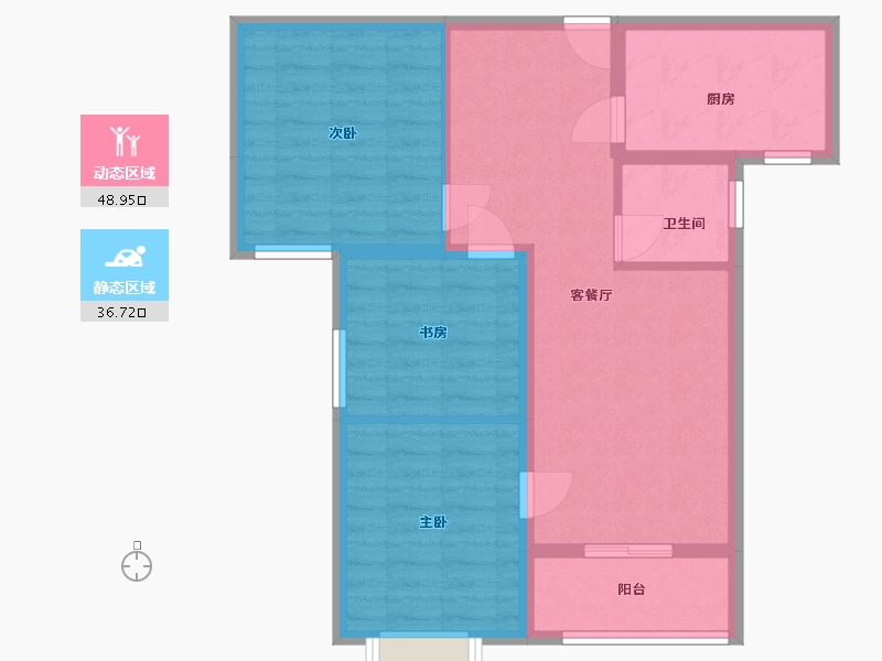 陕西省-西安市-鸿飞小区-76.54-户型库-动静分区