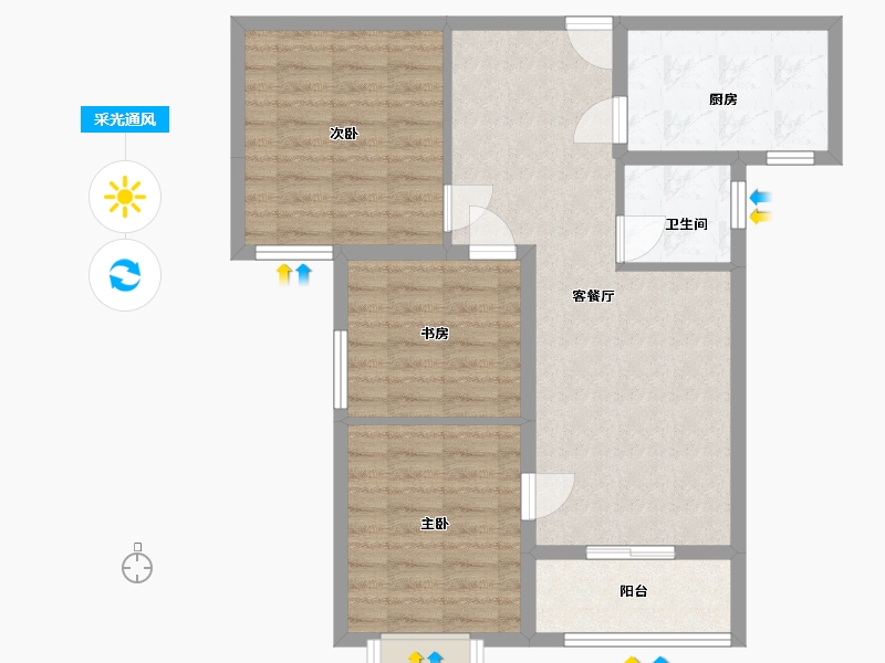 陕西省-西安市-鸿飞小区-76.54-户型库-采光通风