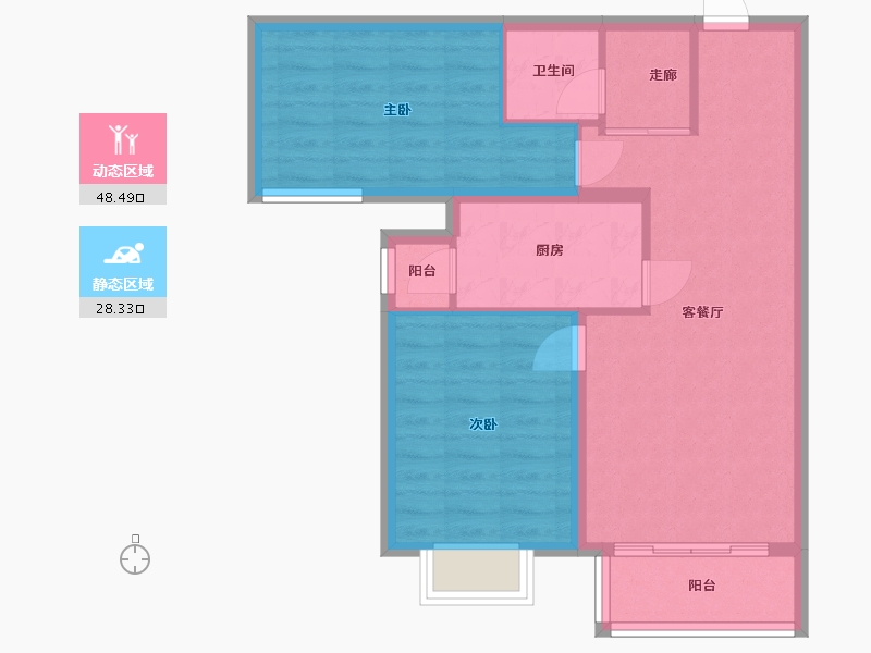 北京-北京市-泰华滨河苑-75.66-户型库-动静分区