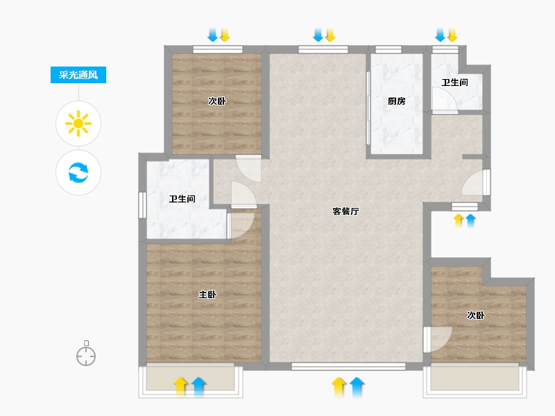 河北省-唐山市-京唐时光-102.40-户型库-采光通风