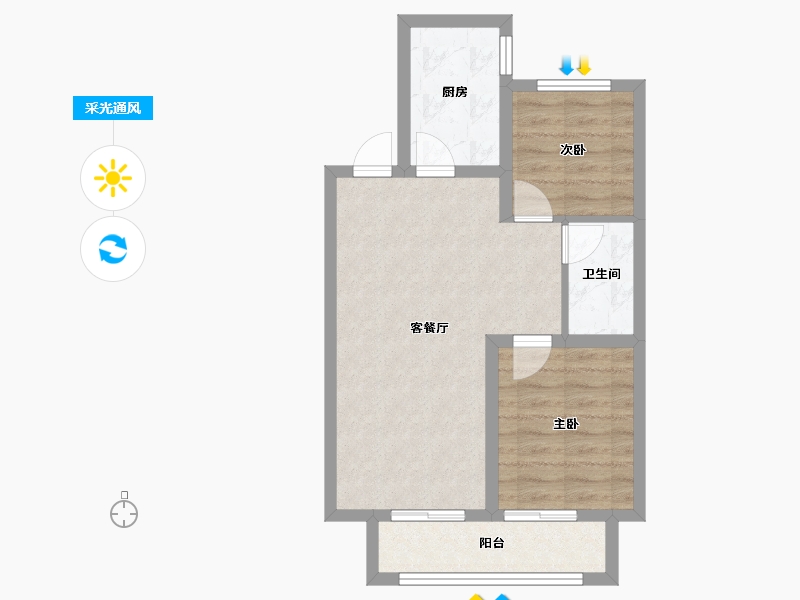 山西省-晋中市-通建融创城-65.42-户型库-采光通风