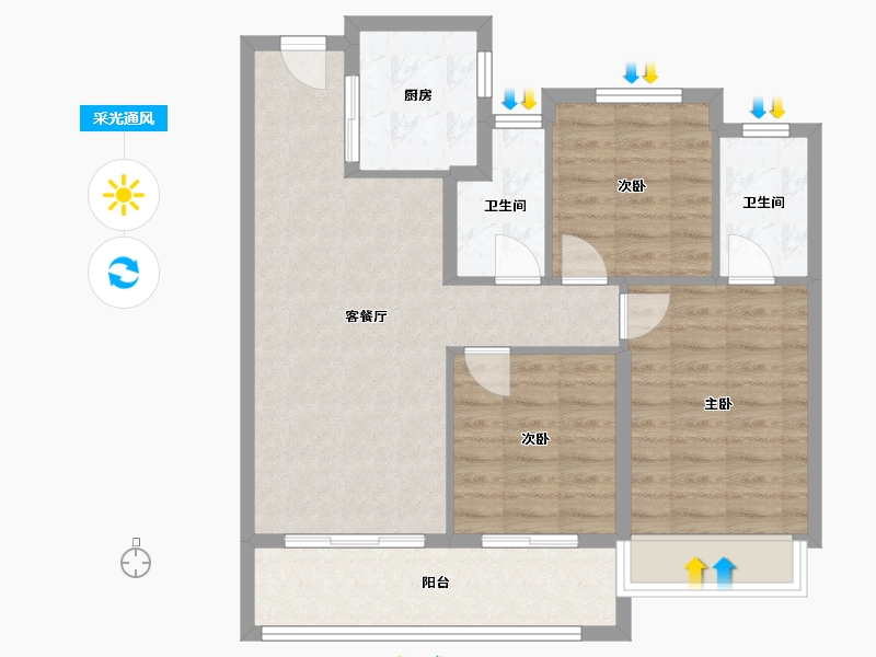 浙江省-杭州市-建发云启之江-83.68-户型库-采光通风