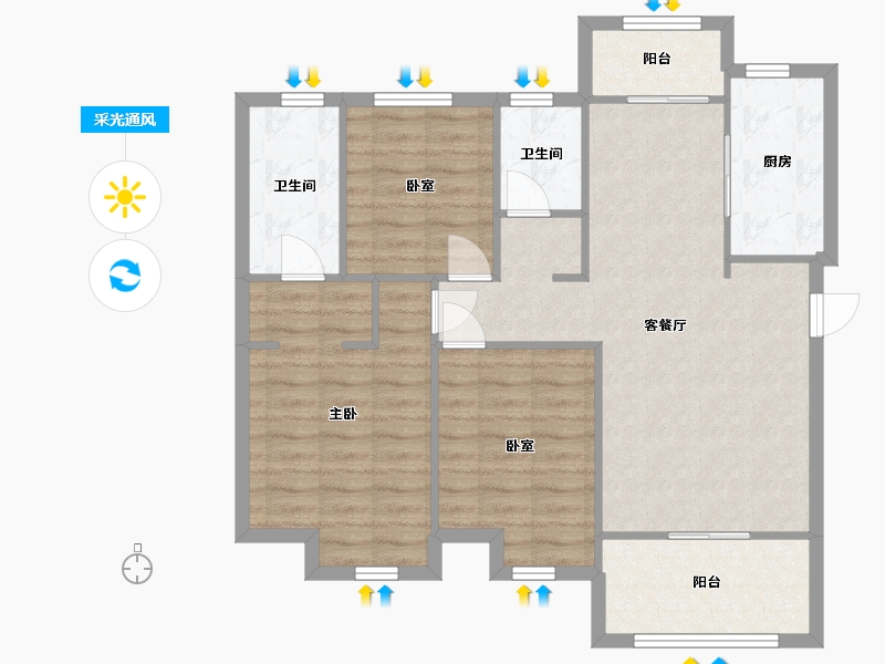 江苏省-南京市-电建洺悦府-83.20-户型库-采光通风