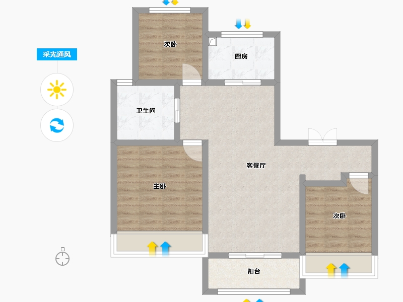 新疆维吾尔自治区-阿克苏地区-拜城县沁得园小区-85.65-户型库-采光通风