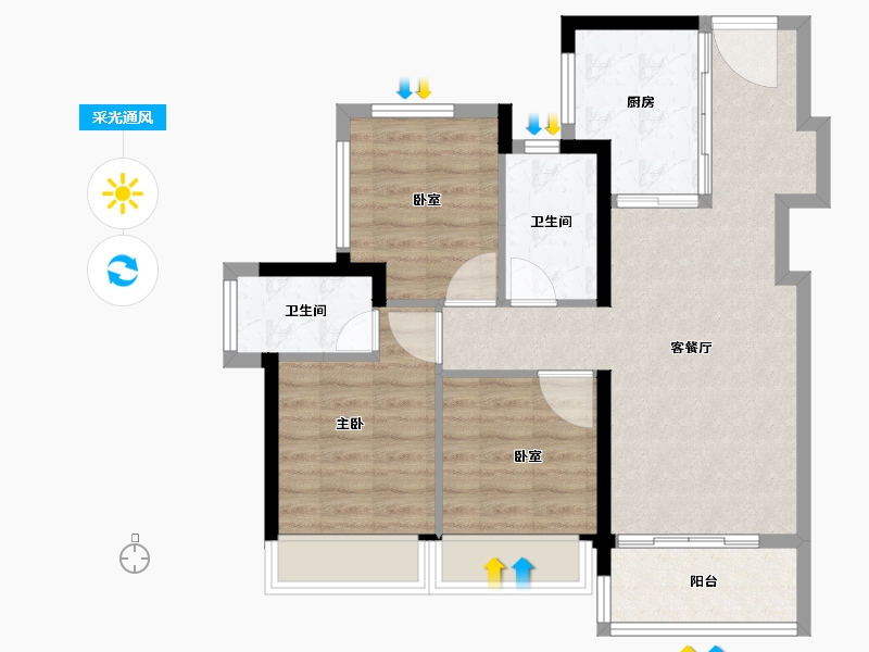 广东省-深圳市-星河盛境3期-76.83-户型库-采光通风