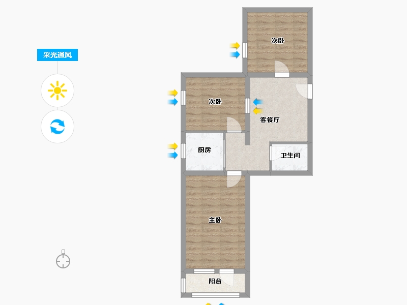 北京-北京市-法华寺社区-58.80-户型库-采光通风
