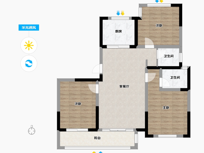 宁夏回族自治区-银川市-宝湖湾-101.60-户型库-采光通风