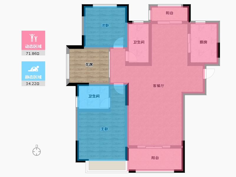 江苏省-苏州市-阳光水榭花园-97.60-户型库-动静分区