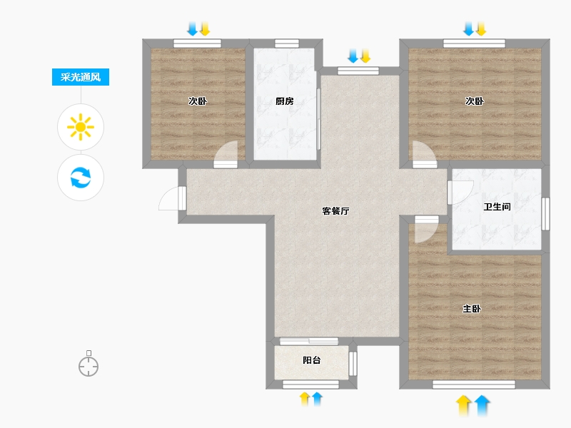 天津-天津市-通雅苑-88.00-户型库-采光通风