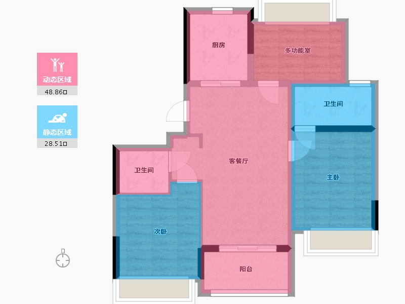 上海-上海市-融创未来金融城-74.58-户型库-动静分区